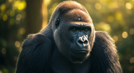Obraz premium Portrait of a majestic gorilla gazing thoughtfully into the distance