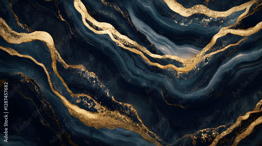 Poster black and gold marble background with elegant swirls and patterns for textures and designs
