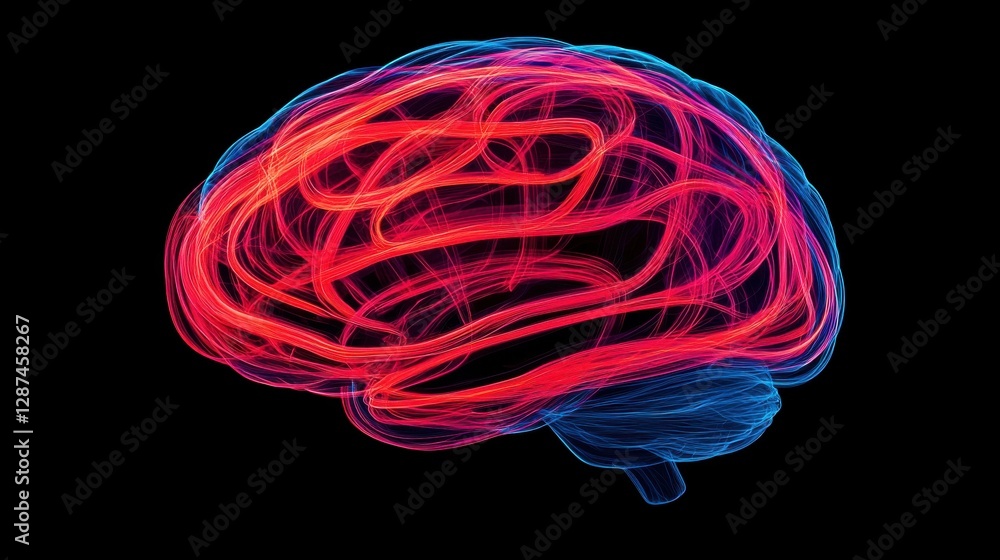 Aufkleber growth mindset concept. glowing interconnected brain network of abstract technological neurology