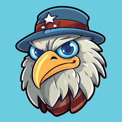 american eagle in flat design cartoon style