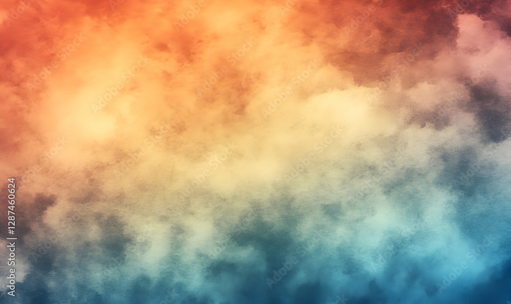 Poster abstract watercolor background with warm and cool tones blending seamlessly, creating a dreamy, ethe