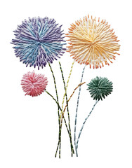 Obraz premium PNG Fireworks embroidery handmade craft.