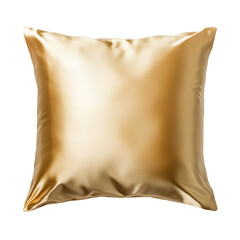 Luxurious golden satin pillow with smooth texture and elegant sheen, perfect for home decor
