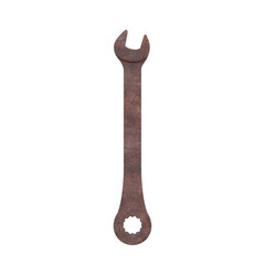 Rusty Wrench, 3d illustration isolated on white background
