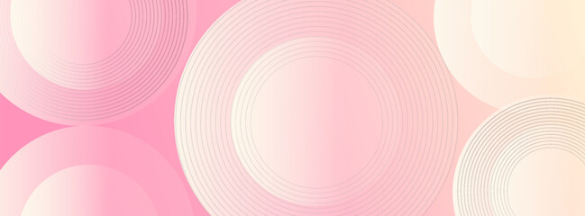 Minimalist banner background, pastel colorful, pink and yellow gradations. Circle effect style geometric, vector