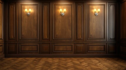 Dark Wood Paneling Room Interior Design