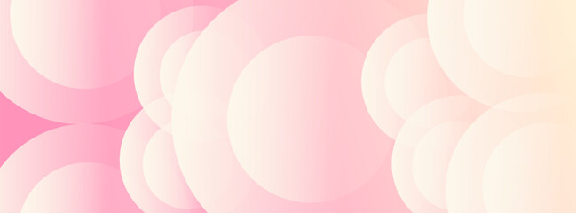 Minimalist banner background, pastel colorful, pink and yellow gradations. Circle effect style geometric, vector