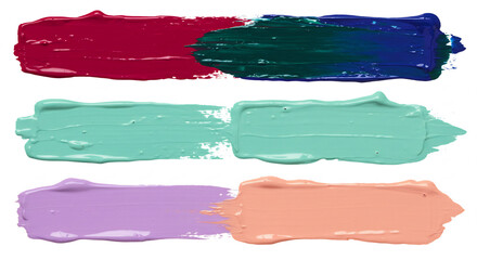 Abstract Paint Strokes Background with Vibrant Red Teal Blue Mint Purple and Peach Colors