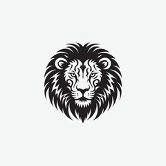 Obraz premium Download a stunning lion face vector silhouette with intricate tribal details. Perfect for tattoos, logos, wall art, and digital designs. High-quality black and white illustration