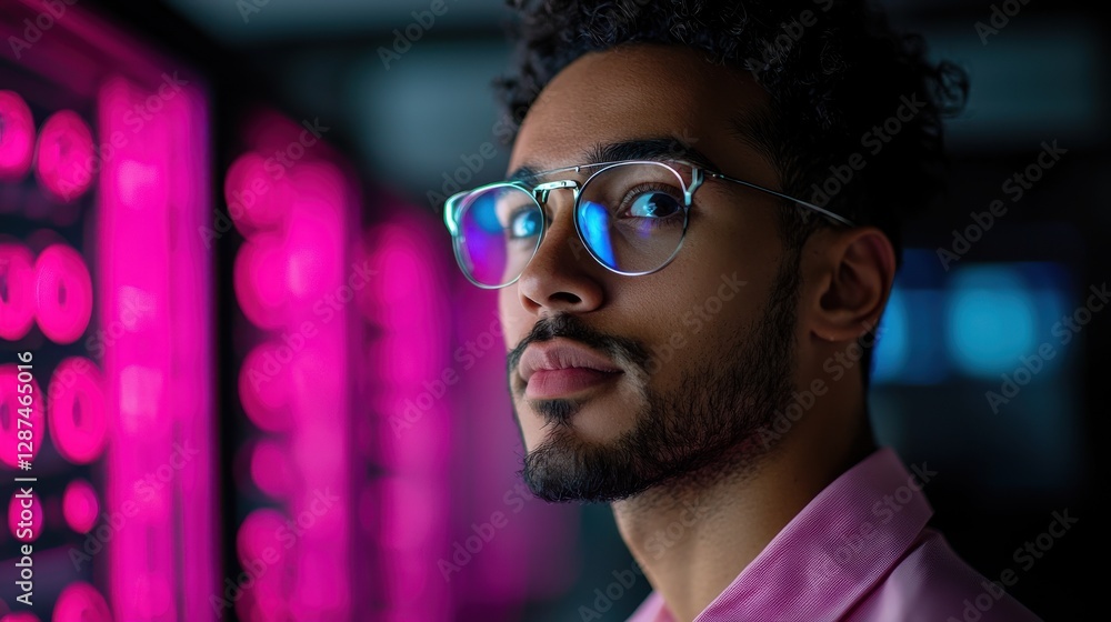 Aufkleber hologram industry concept. engineer interacting with floating holographic cad interface in futuristi