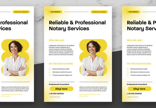 Yellow And Black Notary Service Flyer