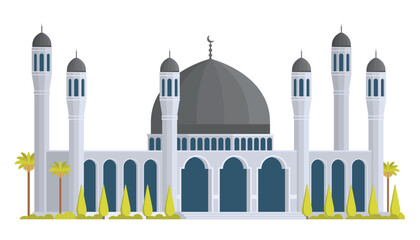 Mosque Building Vector Illustration. Islamic Architecture, Editable Elements