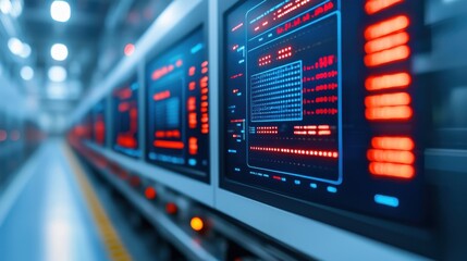 Obraz premium hologram industry concept. Futuristic Smart Industry 4 0 Concept with Digital Twin Holographic Monitoring Dashboard