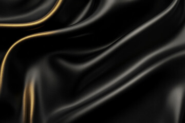 Obraz premium Elegant black leather texture with soft gold glow, smooth and premium look, minimal yet high class, perfect for product mockups and luxury branding