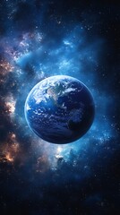 Naklejka premium Earth in Nebula; Space; Cosmic; View; Background