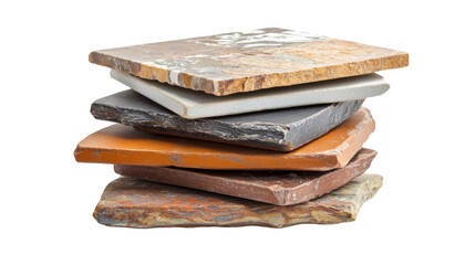 Stack of tiles isolated on white background