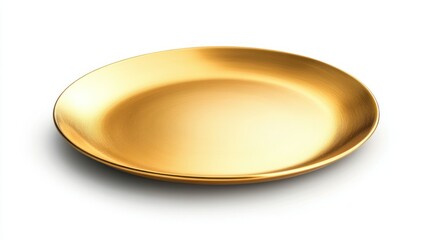 Golden plate, studio shot, white background, serving