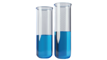 test tubes with blue liquid isolated on white background