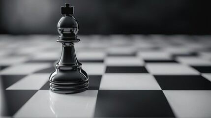 Black chess piece strategy game board