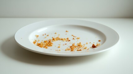 Crumbs on plate, kitchen, clean-up