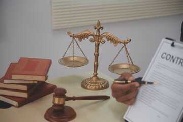 Law theme, gavel or mallet of the judge, lawyer enforcement officers, evidence-based cases taken...