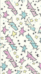Obraz premium Colorful abstract pattern with stars and geometric shapes on light background