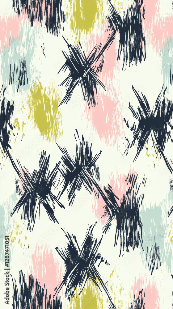 Poster colorful abstract pattern with brush strokes and shapes