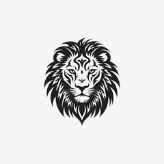 Obraz premium Download a stunning lion face vector silhouette with intricate tribal details. Perfect for tattoos, logos, wall art, and digital designs. High-quality black and white illustration