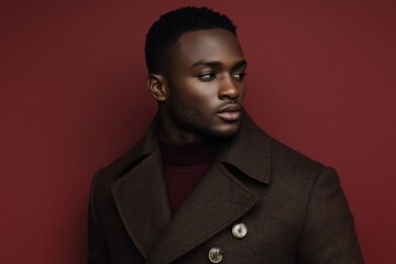 Obraz premium Handsome man with a stylish overcoat looking away from the camera