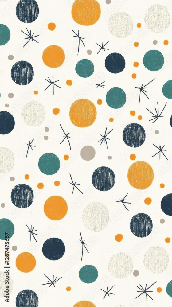 Poster colorful circles and shapes on light background create playful design