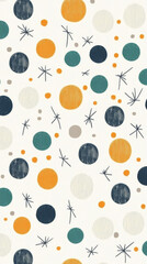 Colorful circles and shapes on light background create playful design