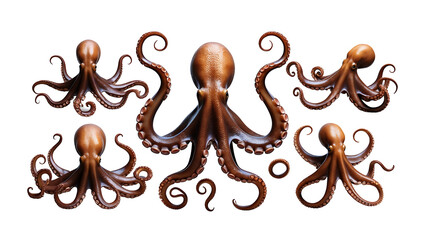 Multiple Octopuses Diverse Poses Highquality