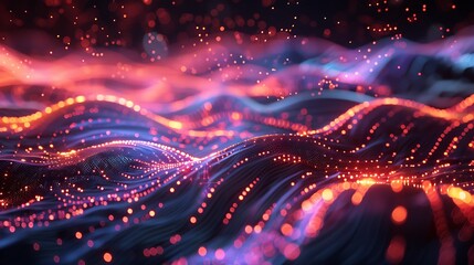 Obraz premium A mesmerizing AI-generated abstract digital artwork featuring flowing neon energy lines, dynamic neural connections, and fractal light patterns, symbolizing artificial intelligence and data 