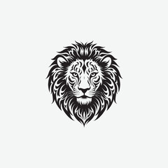 Obraz premium Download a stunning lion face vector silhouette with intricate tribal details. Perfect for tattoos, logos, wall art, and digital designs. High-quality black and white illustration