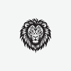 Fototapeta premium Download a stunning lion face vector silhouette with intricate tribal details. Perfect for tattoos, logos, wall art, and digital designs. High-quality black and white illustration