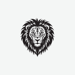 Obraz premium Download a stunning lion face vector silhouette with intricate tribal details. Perfect for tattoos, logos, wall art, and digital designs. High-quality black and white illustration