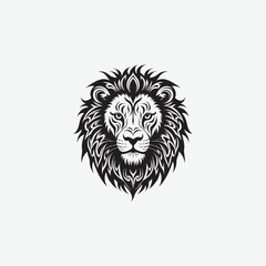 Obraz premium Download a stunning lion face vector silhouette with intricate tribal details. Perfect for tattoos, logos, wall art, and digital designs. High-quality black and white illustration