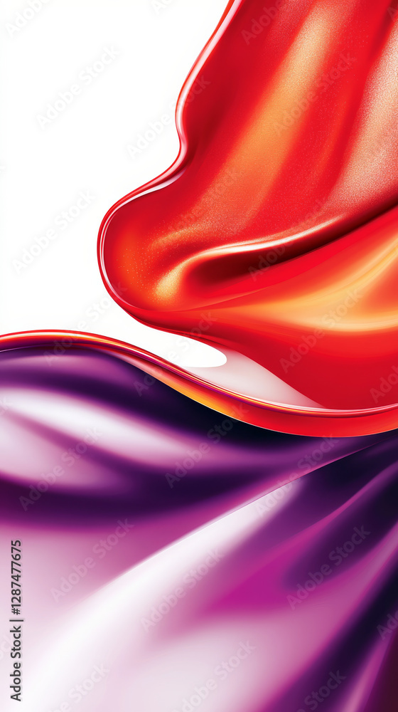 Poster smooth red and purple fabric waves create vibrant abstract background
