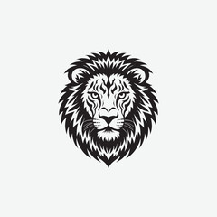 Obraz premium Download a stunning lion face vector silhouette with intricate tribal details. Perfect for tattoos, logos, wall art, and digital designs. High-quality black and white illustration