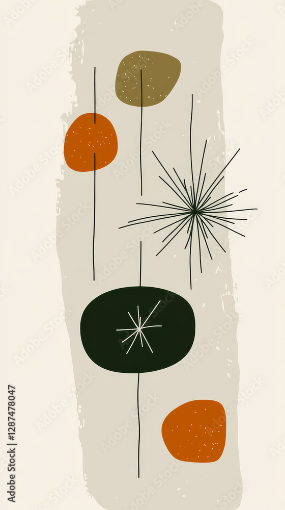 Poster abstract shapes in earthy tones on light background create modern design