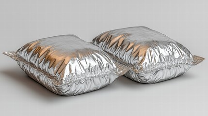 Elegant pair of luxurious foil pillows arranged stylishly on a modern couch in a cozy living room