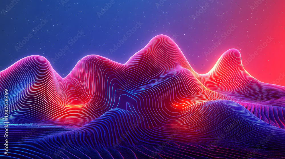 Poster abstract mountain background with geometric lines and patterns in a vibrant color scheme