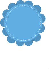 graphic illustration of a circular shape with dot, dot, dot and blue color like flower shape