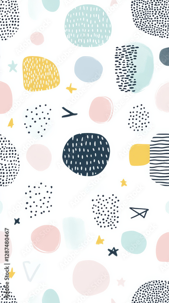 Poster colorful abstract shapes on light background create playful design