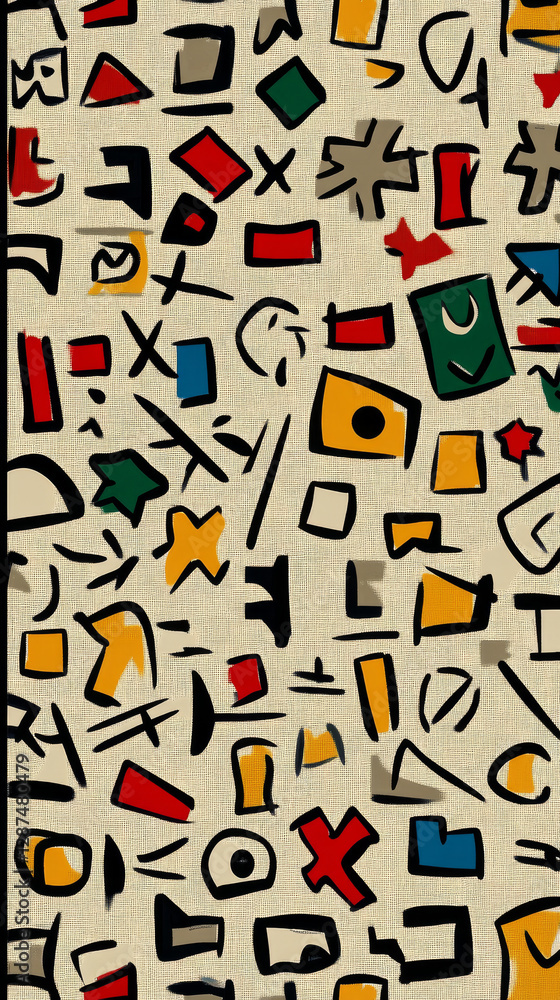 Poster colorful abstract shapes on light background create vibrant pattern