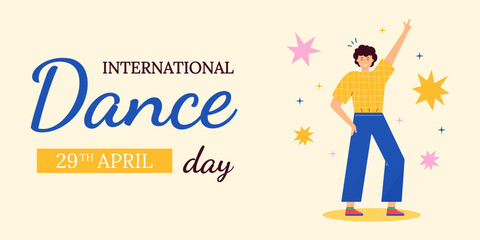International dance day with happy dancing man