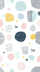 Colorful abstract shapes on light background create playful design