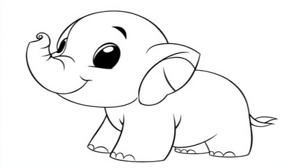 Obraz premium Cute elephant coloring page for kids, perfect for creative fun