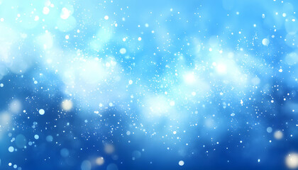 Fototapeta premium Abstract blue bokeh background with glittering particles, perfect for festive designs, winter themes, or elegant presentations.