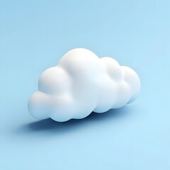 Minimalist 3D Icon of a White Cloud on Solid Blue Background